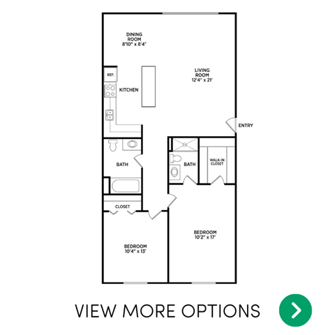 2 bedroom apartment floor plans in East Lansing, MI near Michigan State University | East Knolls